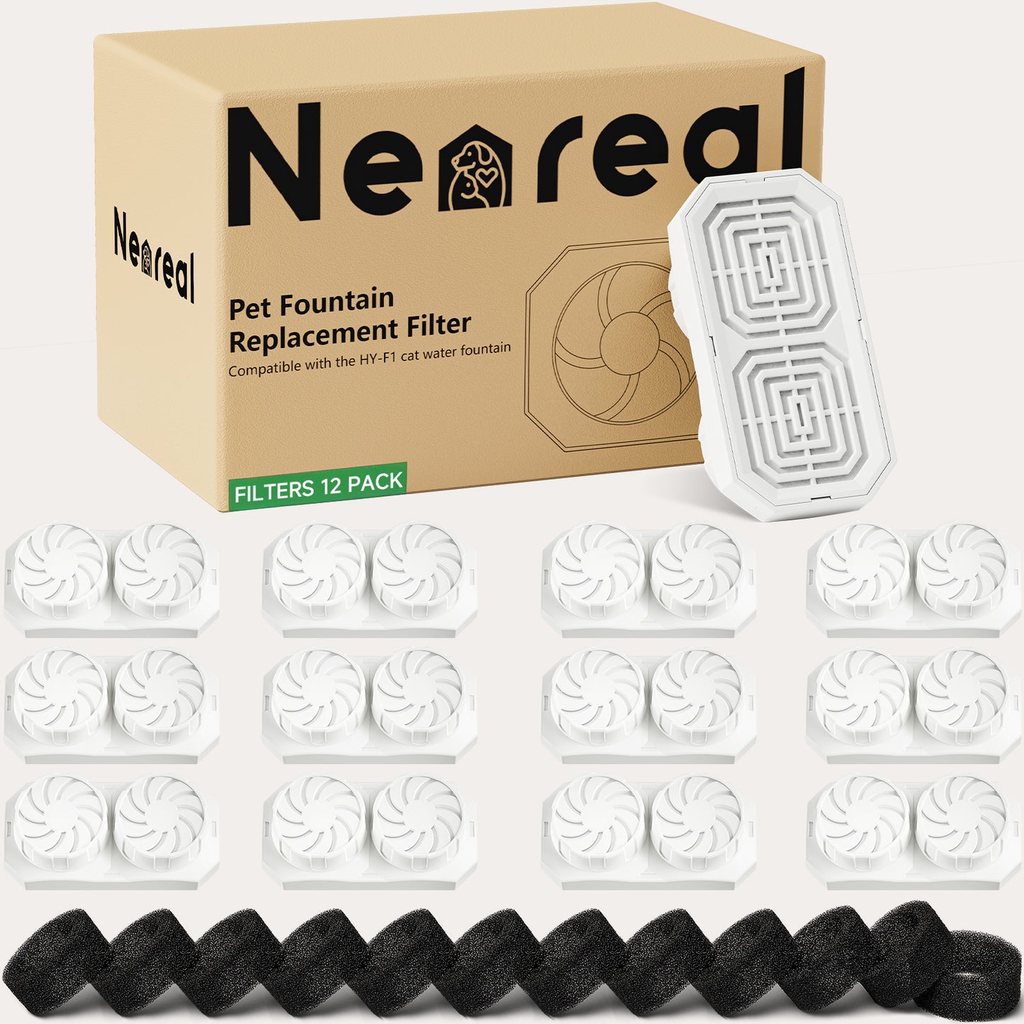 12-Pack Replacement Filters and Pre-Filter Sponges - 2025 Version