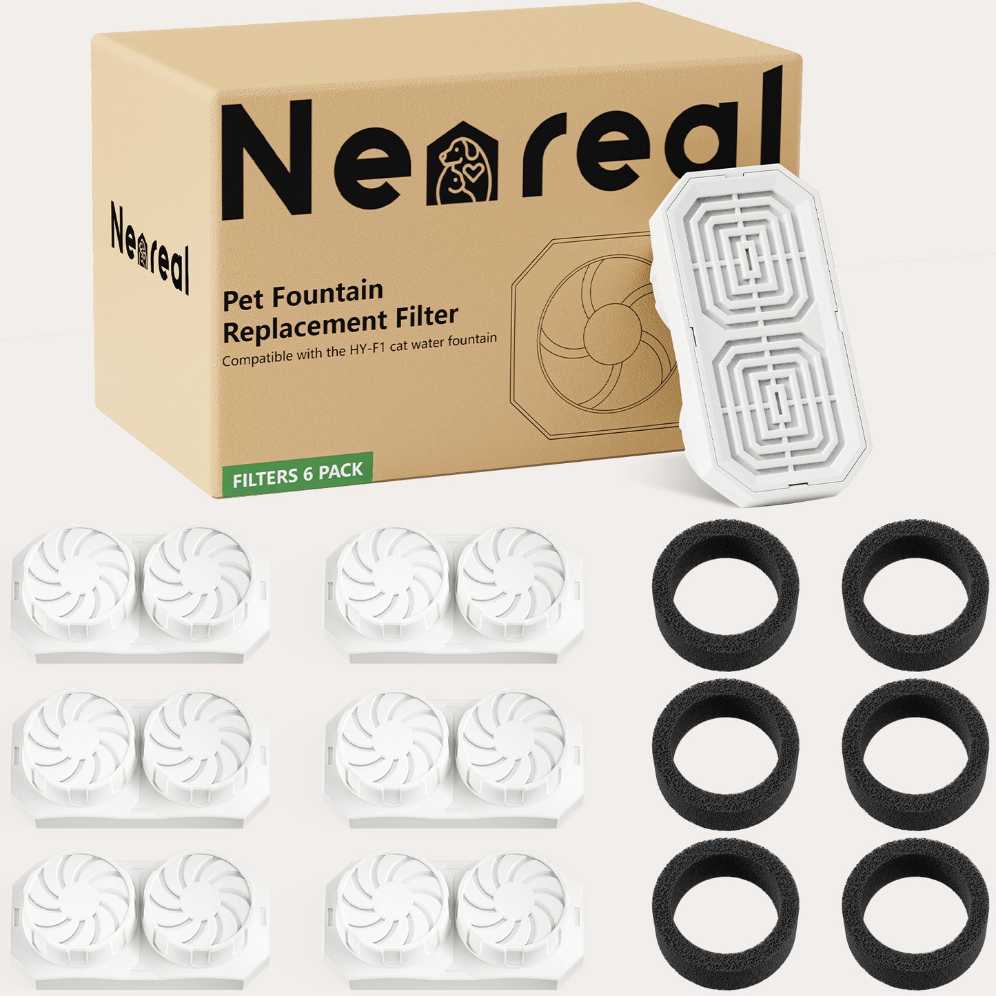 6-Pack Replacement Filters and Pre-Filter Sponges - 2025 Version