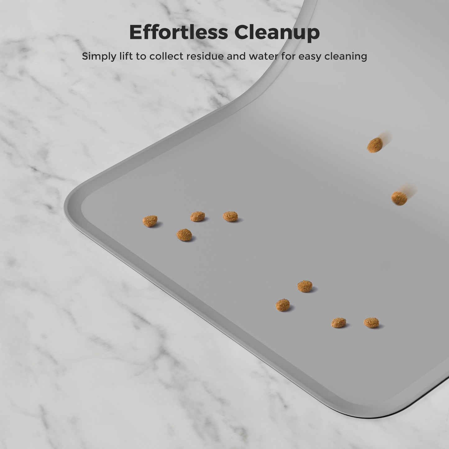 Silicone Pet Food Mat Waterproof - BPA Free Non-Slip Dog Feeding Mat 18.5"x11.5" Grey