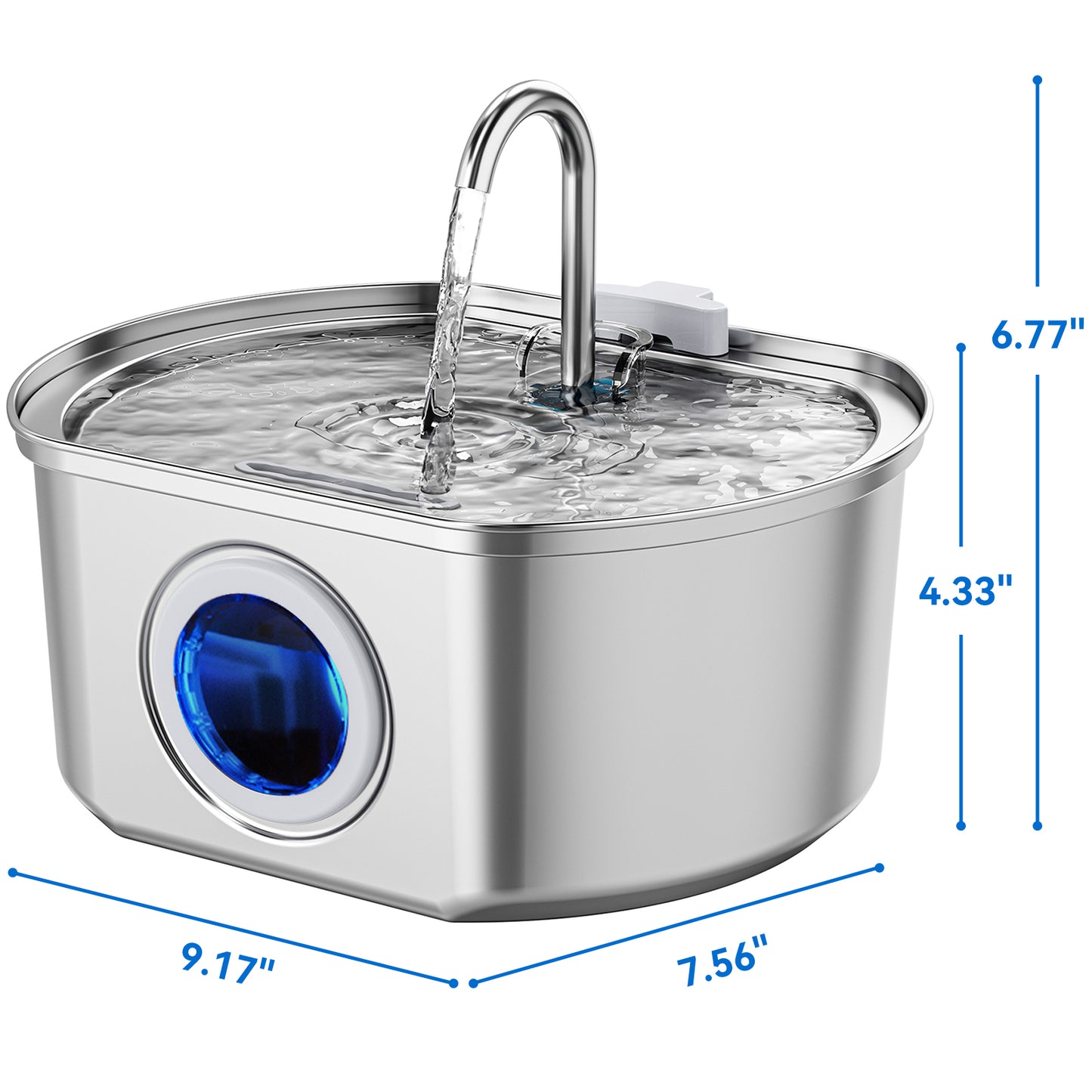Oval Stainless Steel Cat Water Fountain