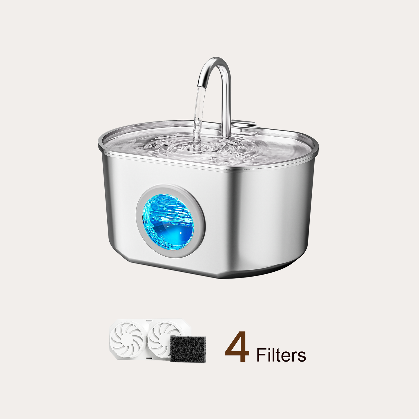Oval Cat Fountain + 4 Filters, 74oz