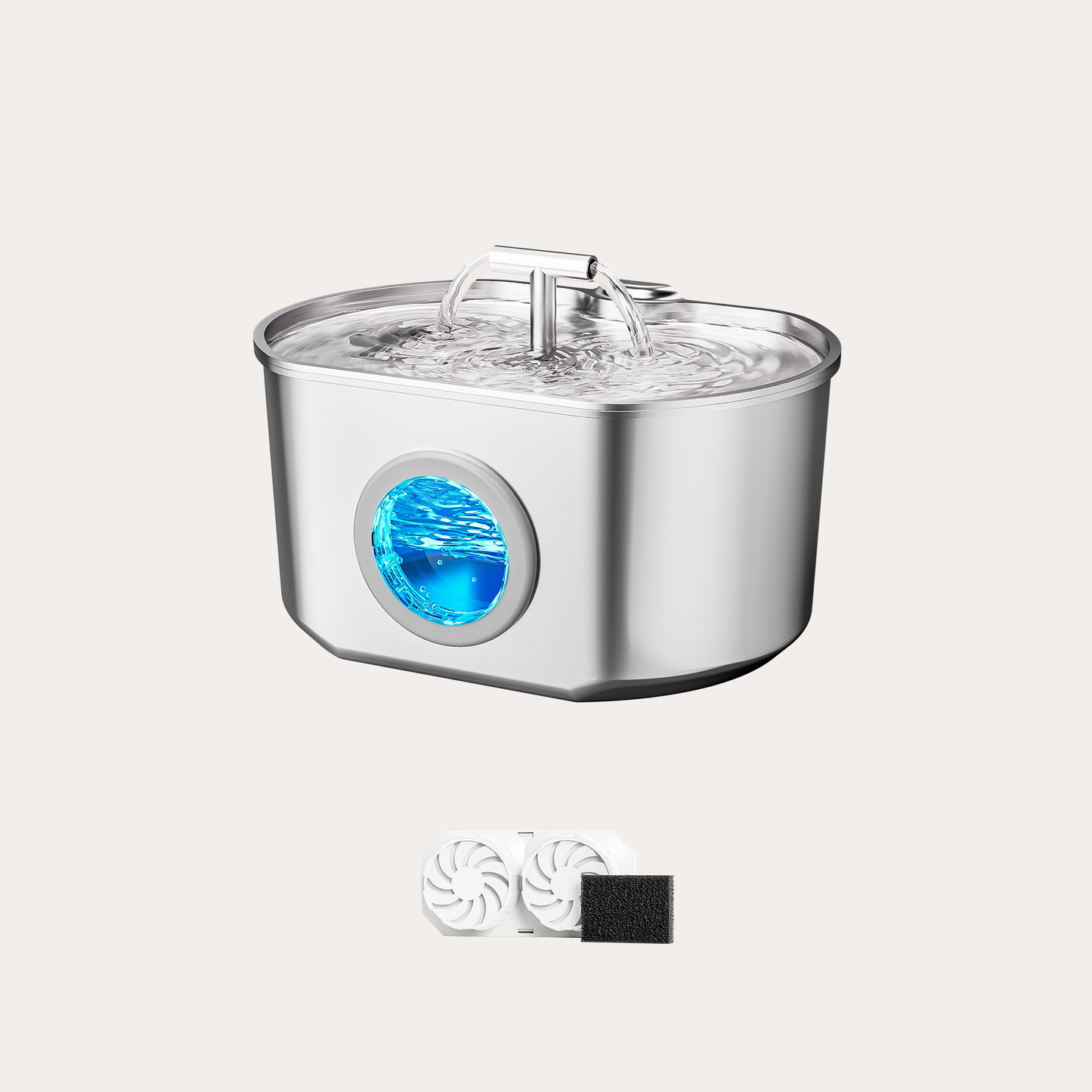 Oval Duo Stainless Steel Cat Fountain, 74oz