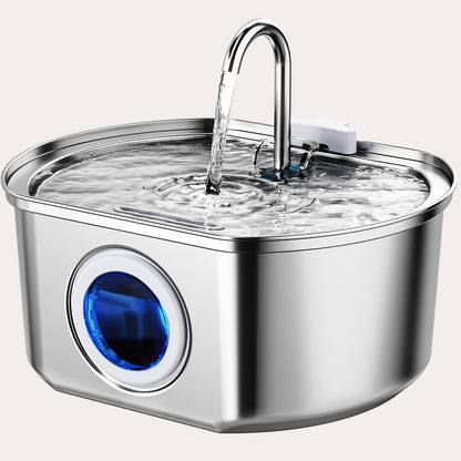 Oval Stainless Steel Cat Water Fountain