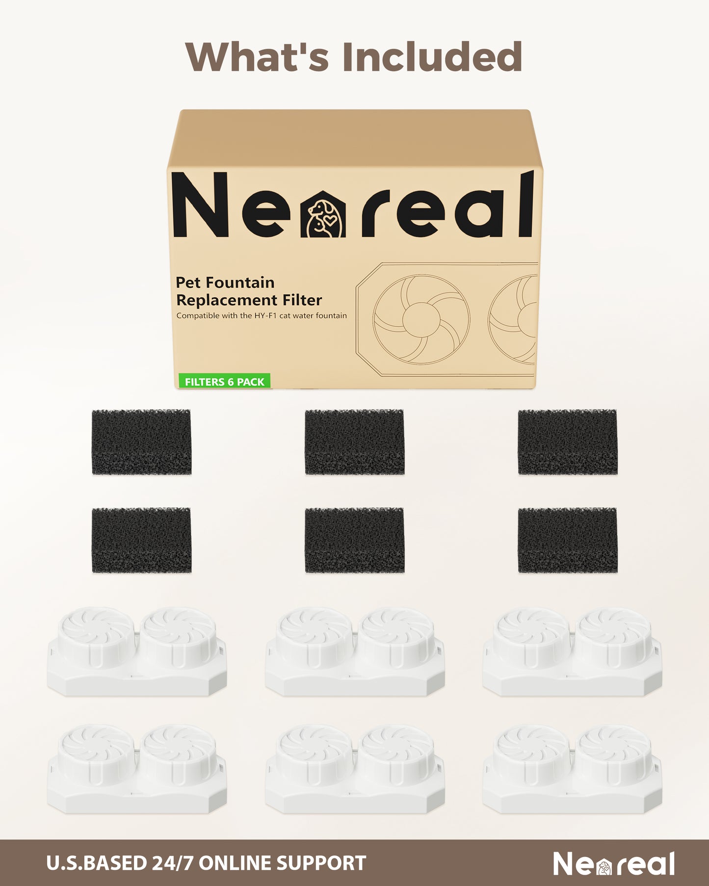 6-Pack Replacement Filters and Sponges for 74oz/2.2L Fountain