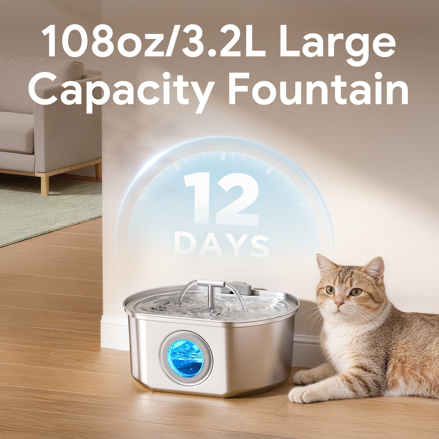 Oval Duo Stainless Steel Cat Fountain, 108oz