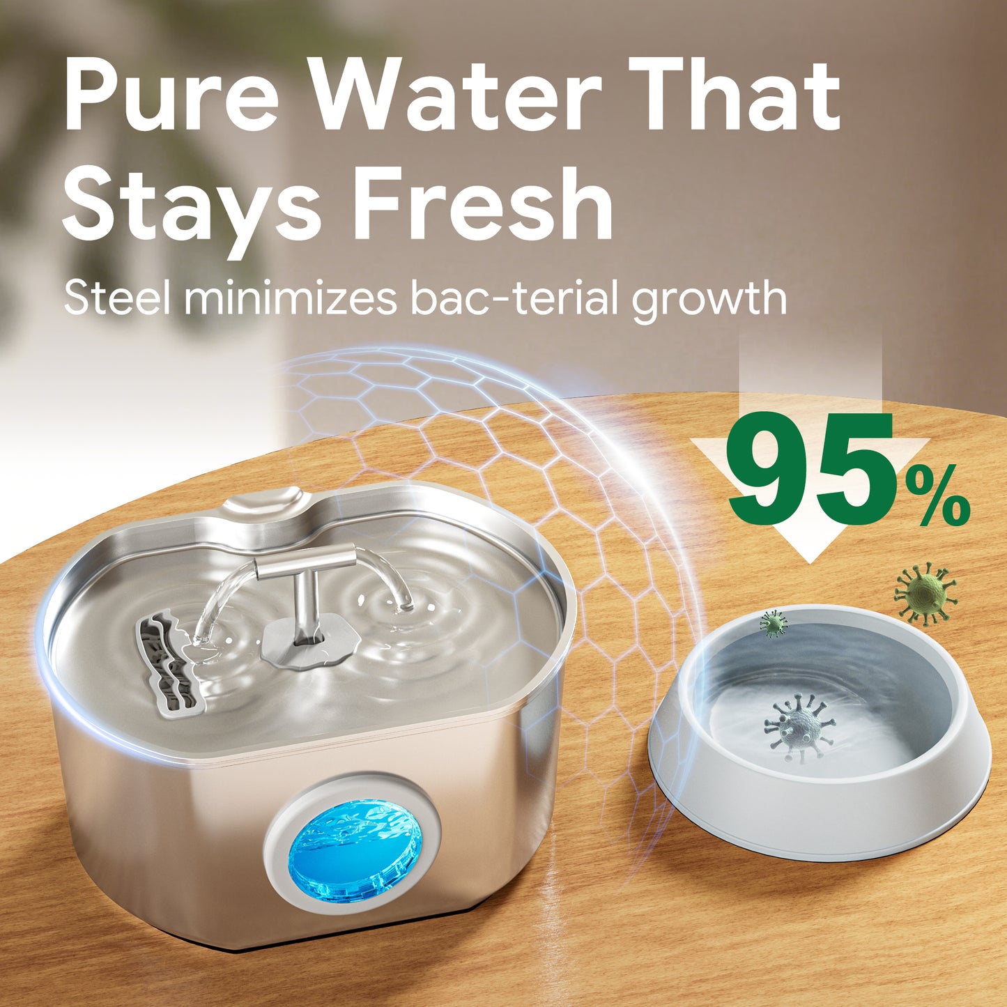 Oval Duo Stainless Steel Cat Fountain, 74oz