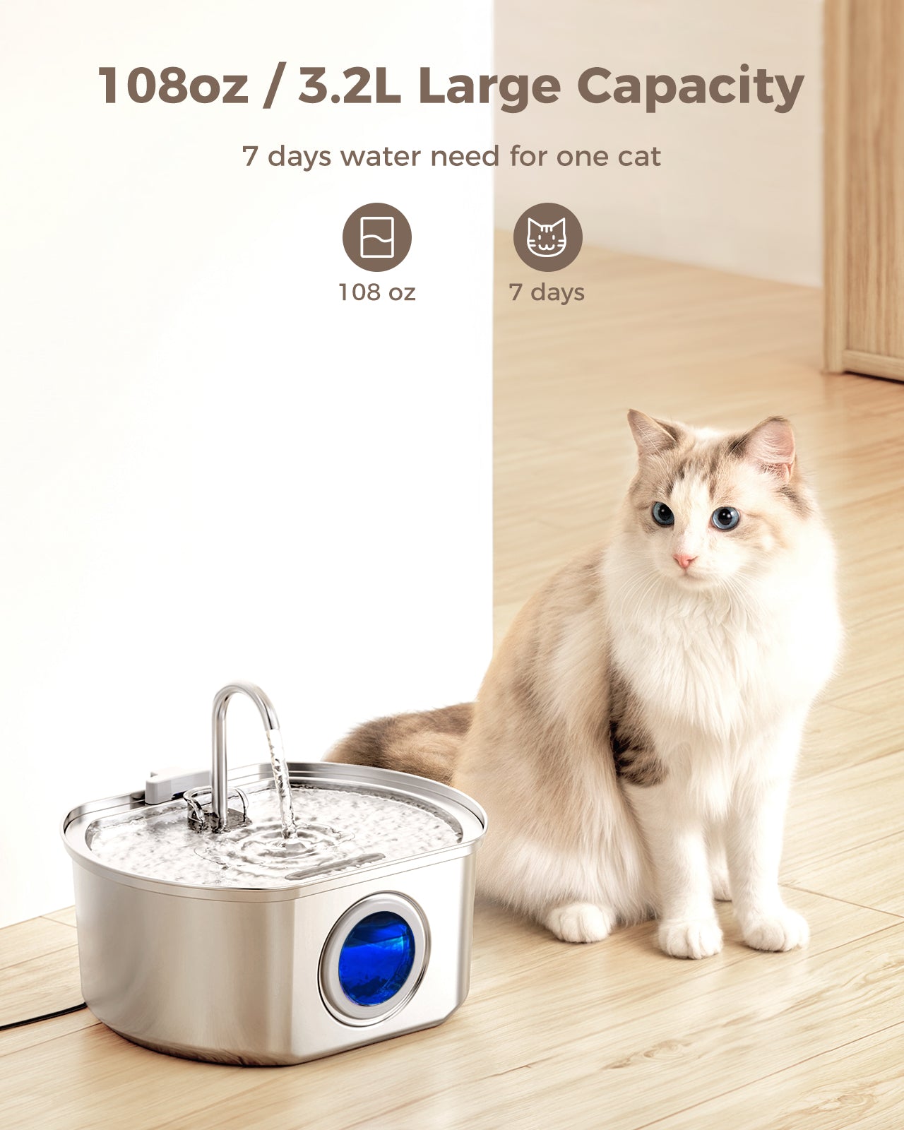 Stainless Steel Cat Water Fountain