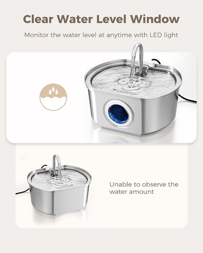 Oval Stainless Steel Cat Water Fountain