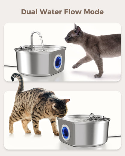 Oval Stainless Steel Cat Water Fountain 4 Pack Replacement Filters