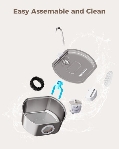 Oval Stainless Steel Cat Water Fountain 4 Pack Replacement Filters