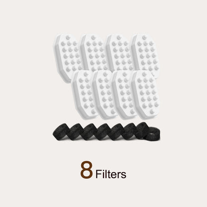 8-Pack Replacement Filters and Sponges for Oval 108oz/3.2L Cat fountain