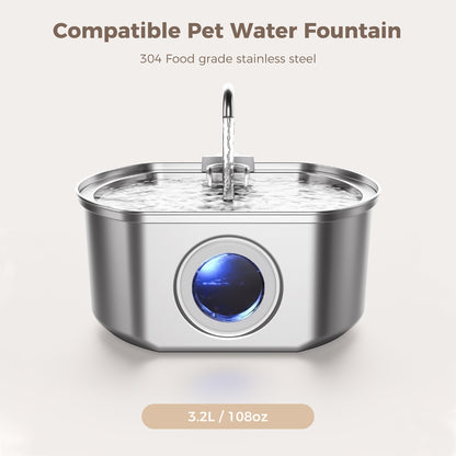 8-Pack Replacement Filters and Sponges for Oval 108oz/3.2L Cat fountain