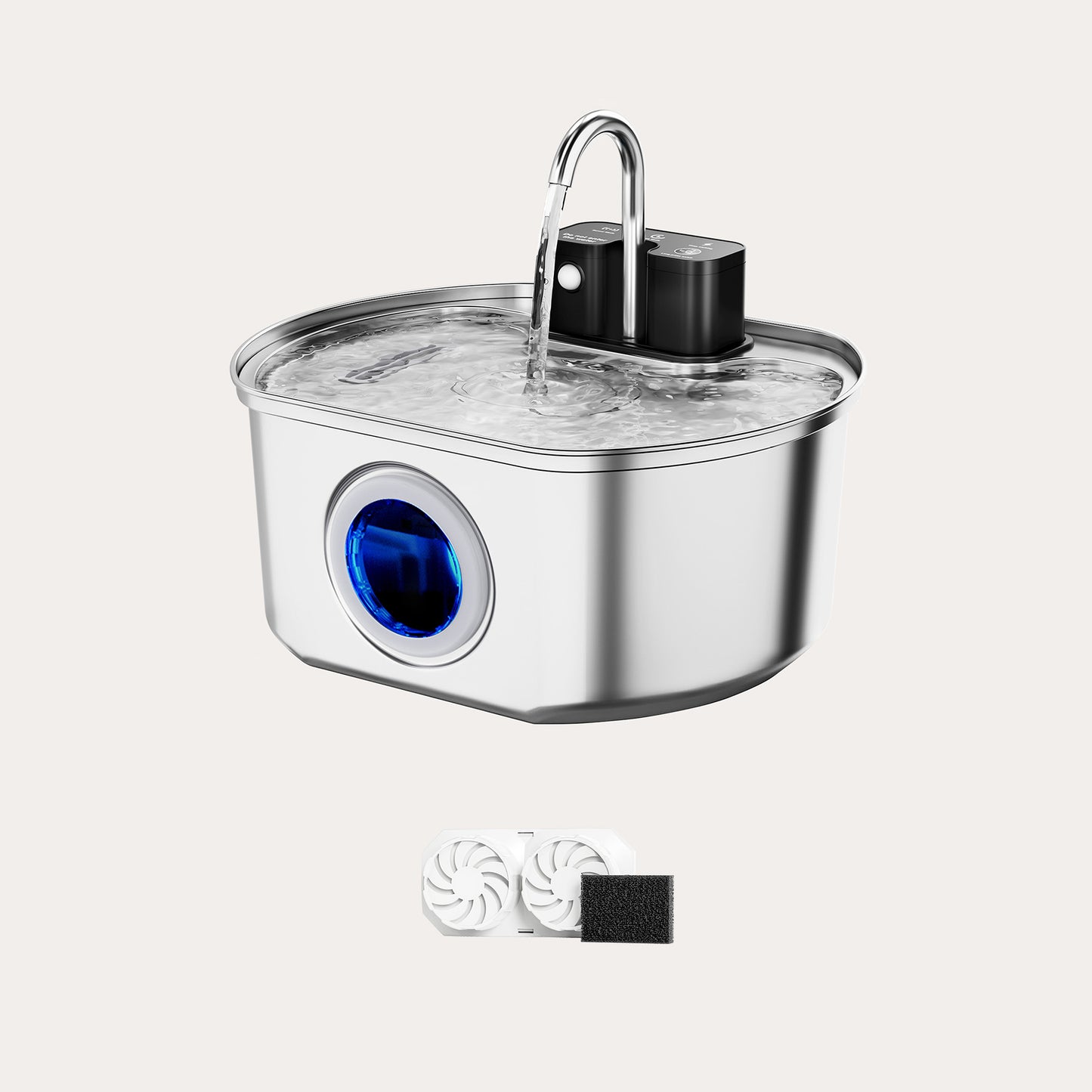 Oval Premium Cordless Cat Water Fountain - 108oz/3.2L Stainless Steel